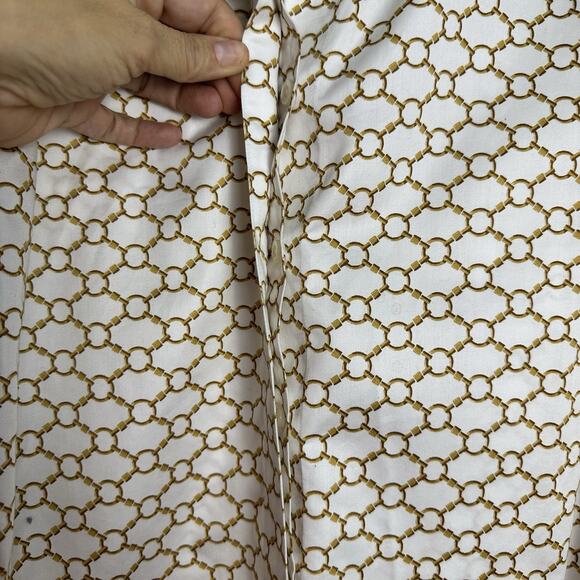 Chicos Top Womens No Iron Sateen Chain Link Print White Gold Size XXL 4 18 - Picture 4 of 9